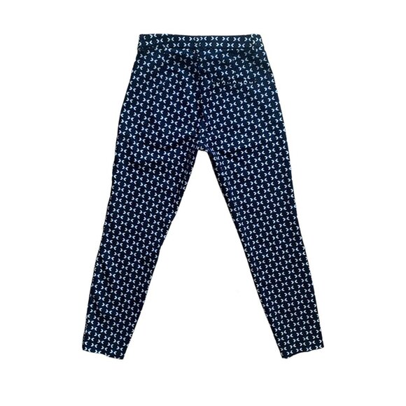 H&M Printed Cotton Blend Pants | 6 | Blue/White/Black - Picture 9 of 14